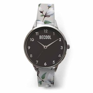 RELOJ FLORES ESFERA NEGRA