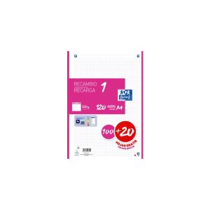 RECAMBIO 1 PAQUETE A4  100+20 HOJAS 5X5 FUCSIA 90GRS