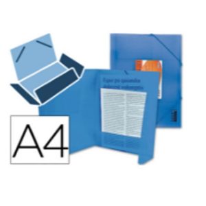 CARPETA GOMAS PLASTICO AZUL LIDERPAPEL