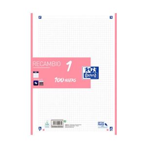 RECAMBIO 1 COLOR A4 100H 90G 4 T.CUAD.5X5 ROSA CHICLE