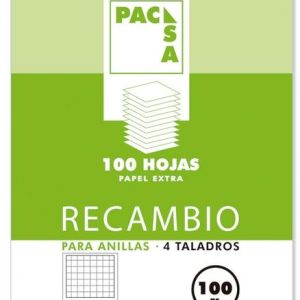 RECAMBIO A4 100H 4 TALADROS 100G CUAD.4X4 C/M PACSA