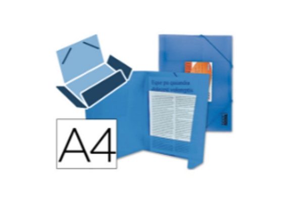 CARPETA GOMAS PLASTICO AZUL LIDERPAPEL