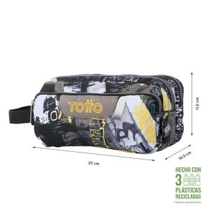 ESTUCHE TOTTO ESCOLAR ECO-FRIENDLY  TRES CREMALLERAS MULTIUSO AGAPEC CODE: AC52ECO009-2416Z 6CT