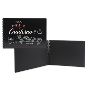 CUADERNO A5 LETTERING 32H NEGRAS 180GR