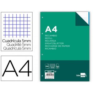 REC LIDERPAPEL A4 100º 4 ANILLAS COLORES