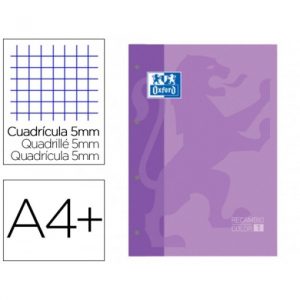 RECAMBIO COLOR 1 OXFORD A4 80H 90G 5X5 4 TALADROS MALVA