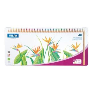 CAJA METAL 48 LAPICES COLORES MINA GRANDE MILAN