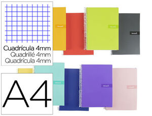 CUADERNO ESPIRAL A4 CRAFTY 90G 4MM MARGEN COLORES SURTIDOS