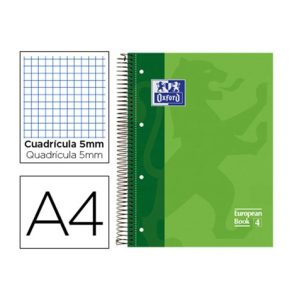 CUAD ESPIRAL A4 80H 90G 5X5 EUROPEAN BOOK 1 OXFORD VERDE
