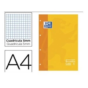 OXFORD RECAMBIO COLOR1 AMARILLO A4 80H 4 TAL. 90G. CUAD. 5X5