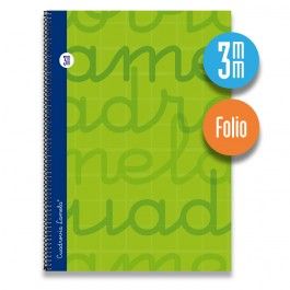 CUAD A4 LAMELA 3MM TAPA EXTRAD. VERDE ESPIRAL