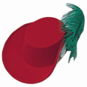 SOMBRERO INFANTIL MOSQUETERO FLOCADO CON PLUMAS COLORES