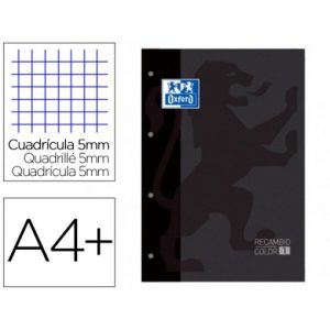 RECAMBIO COLOR 1 OXFORD A4 80H 90G 5X5 4 TALADROS NEGRO