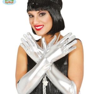 GUANTES LARGOS PLATEADOS