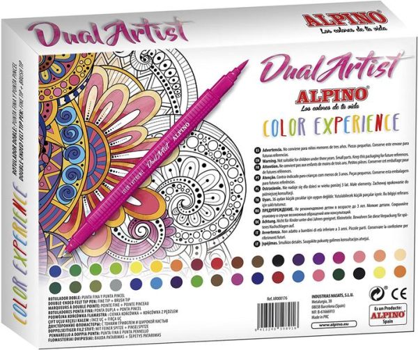 CAJA 36 ROTULADORES DOBLE PUNTA DUAL ARTIST COLORES SURT