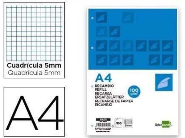 RECAMBIO A4 100H 100G CUAD 4X4 CON MARGEN 4T