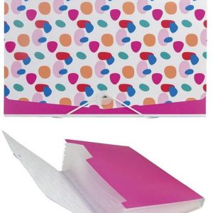 CARPETA ACORDEON 13C GOMA CON BOTÓN ROSA