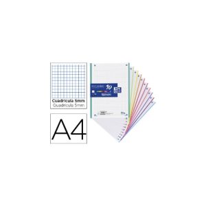 RECAMBIO MULTICOLOR A4 160H 90G 4 T.CUAD.5X5 10 COLORES