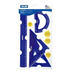 ESTUCHE DIBUJO SET REGLAS AZUL MILAN