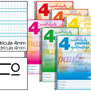 LIDERPAPEL A4 ESPIRAL CUADRICULA PAUTADA 4MM 80H 80G TAPA DURA