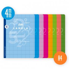 LIBRETA A4 50H 70G CUADROVIA 4MM COLORES SURTIDOS