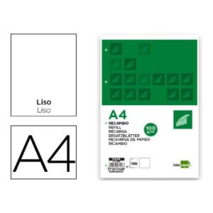 RECAMBIO LIDERPAPEL A4 100H 100G 4 TALADROS LISO