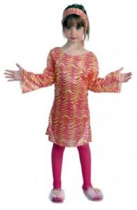 D.CHICA 10-12  AÑOS 70 VESTIDO LENTEJUELAS NARANJA Y ROSA REF 81522