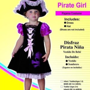 DISFRAZ PIRATA VESTIDO LAZOS ROSA 2-4 AÑOS