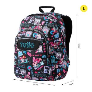 MOCHILA TOTTO ESCOLAR ADAPTABLE A CARRO NEGRO MISATO- ACUARELES CODE: MA04ECO021 -2416N 6CZ
