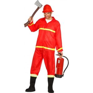 DISFRAZ ADULTO BOMBERO ROJO REF 80282 GUIRCA TALLA UNICA