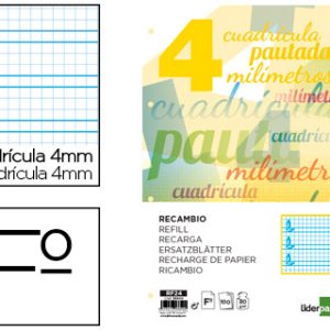 RECAMBIO Fº  4 AGUJEROS LIDERPAPEL 4mm 100H 70G