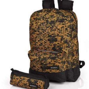 MOCHILA GABOL AMARILLA CON NEGRO CON PORTATODO