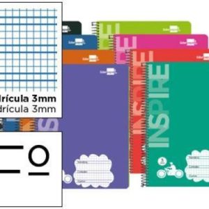 LIDERPAPEL A4 CUADRICULA PAUTADA 3MM 80H 80G TAPA DURA ESPIRAL
