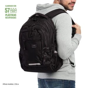 MOCHILA TOTTO CASUAL ECO- FRIENDLY NEGRO P TABLET Y PC EUFRATES CODE:MA04YAT002-2120G N01