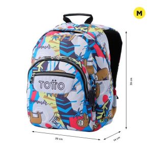 MOCHILA TOTTO ESCOLAR PEQUEÑA MULTICOLOR LAZEL  GOMMAS CODE MA04ECO018-2416J 6YB