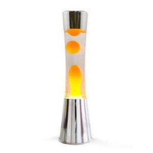 LAMPARA DE LAVA BASE DE PLATA BLANCO Y NARANJA 40 CM